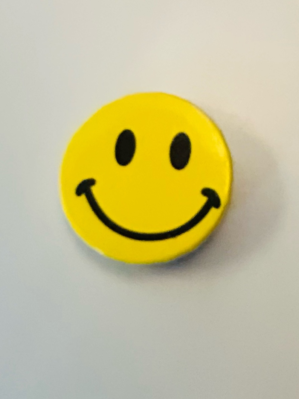 Vintage 1990s Yellow + Black Happy Face Pin